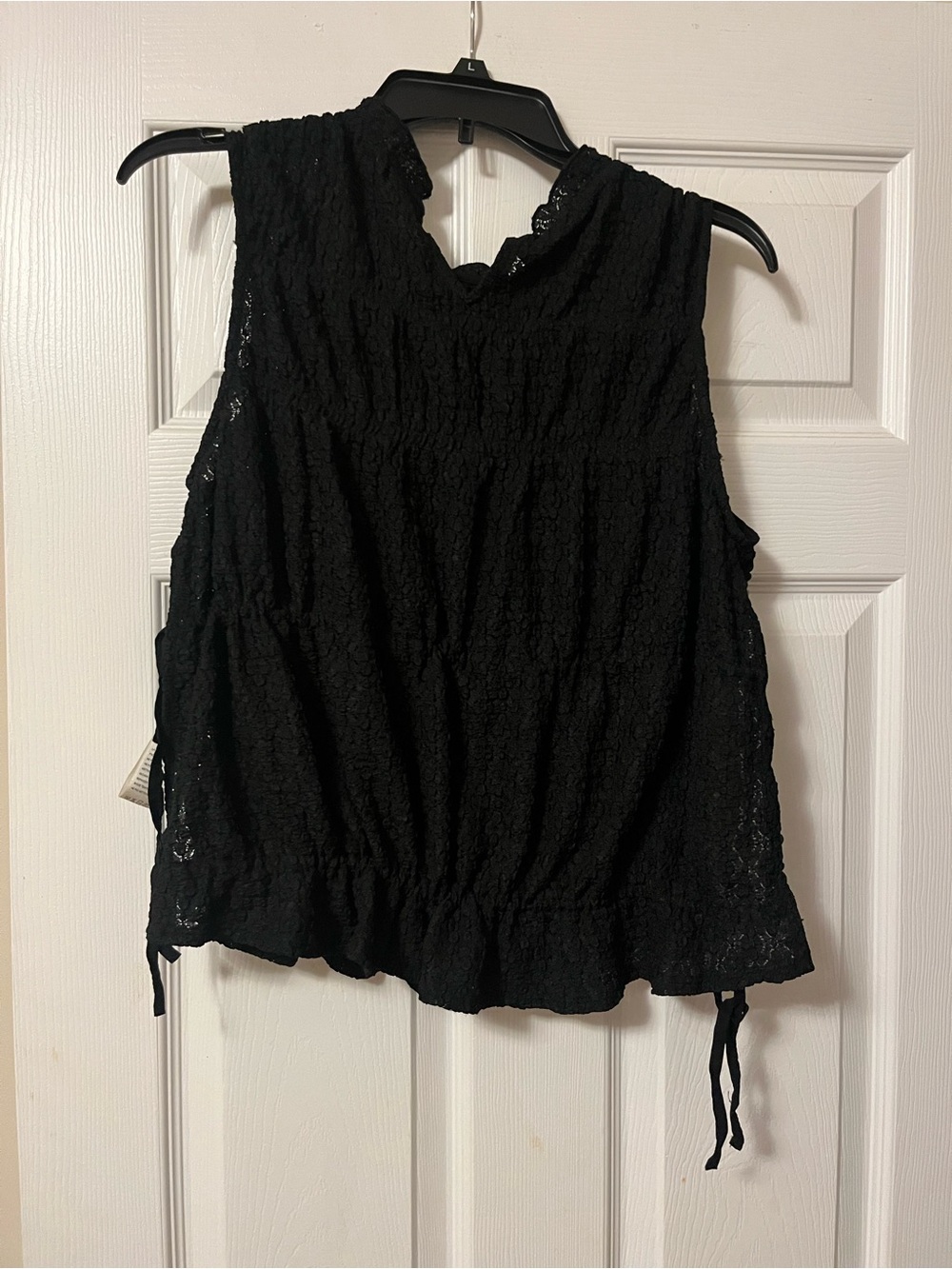 Free People Sleeveless Black Lace Peplum Top Size Medium